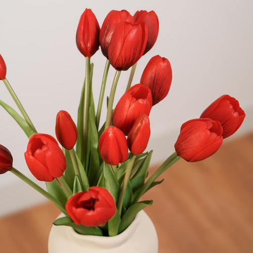 Lot de 5 tulipes artificielles rouges